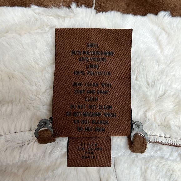 Jou Jou Shearling Coat Faux Sued Draped Collar Moto Jacket - Picture 6 of 6